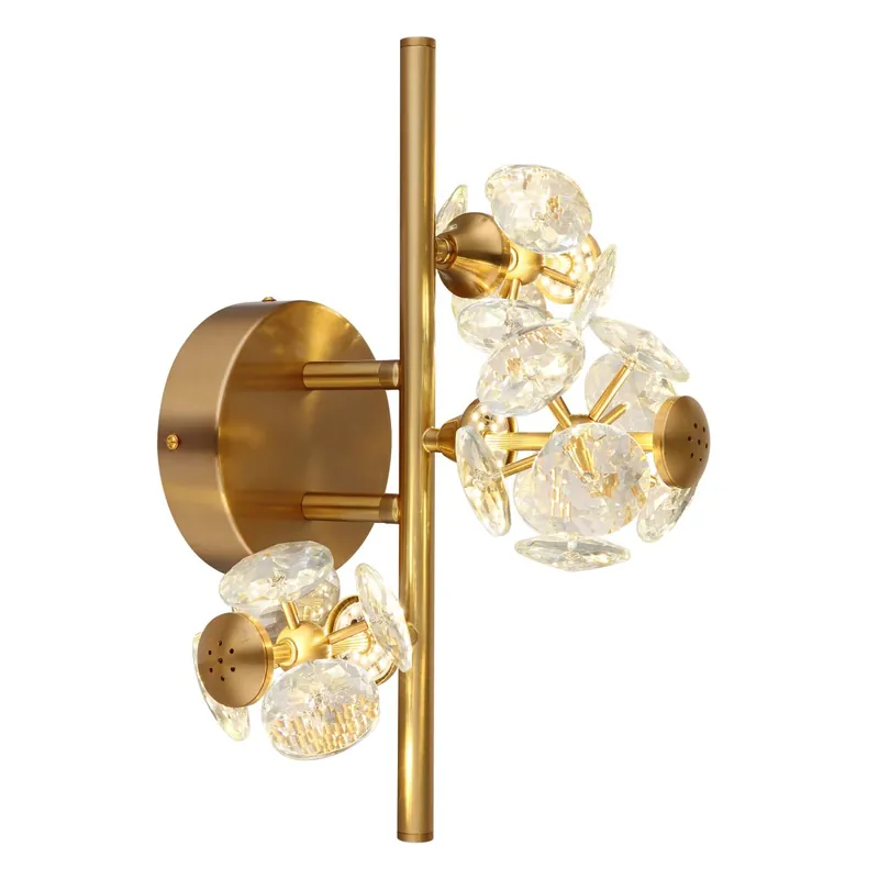 Lámpara de pared VIRINA con elegante marco dorado y cristales brillantes. Aporta un toque de lujo a cualquier espacio. ✓ Envío gratis desde 50 € ✓ 2 años de garantía Bestseller