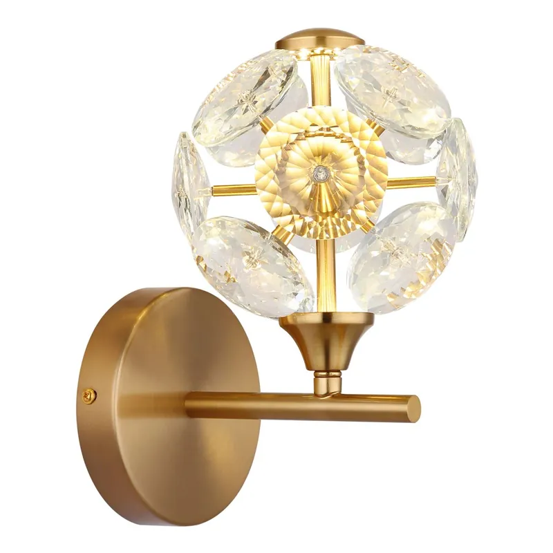 Lámpara de pared VIRINA con marco dorado y espléndida esfera de cristal. Perfecta para crear un ambiente acogedor. ✓ Envío gratis desde 50 € ✓ 2 años de garantía. Más Vendido
