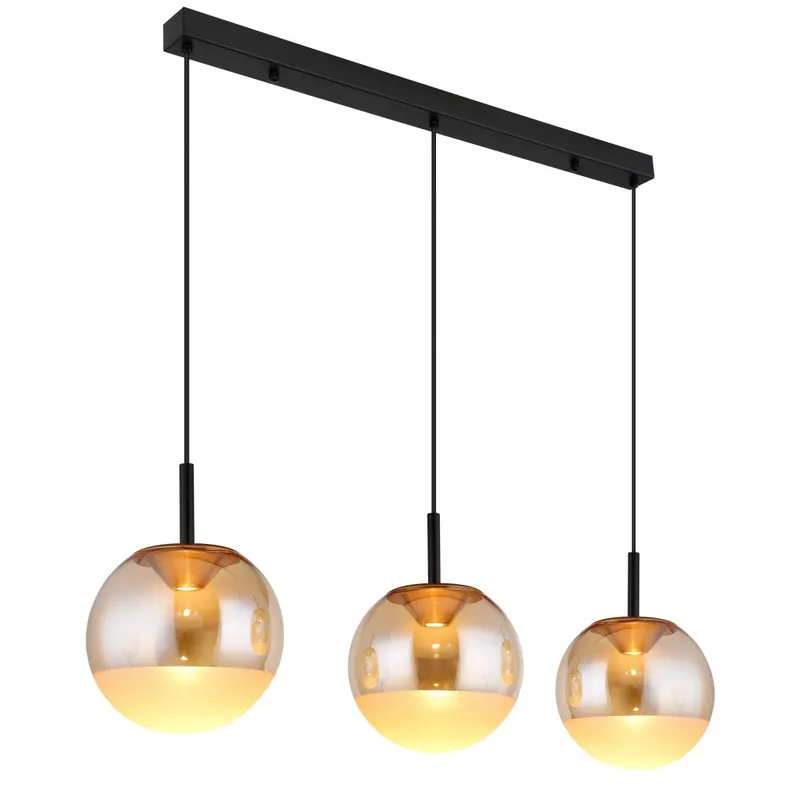 Lámpara colgante moderna con esferas de cristal ámbar y diseño elegante. ✓ Envío gratis desde 50 € ✓ 2 años de garantía. ¡Renueva tu espacio! Marca Reconocida