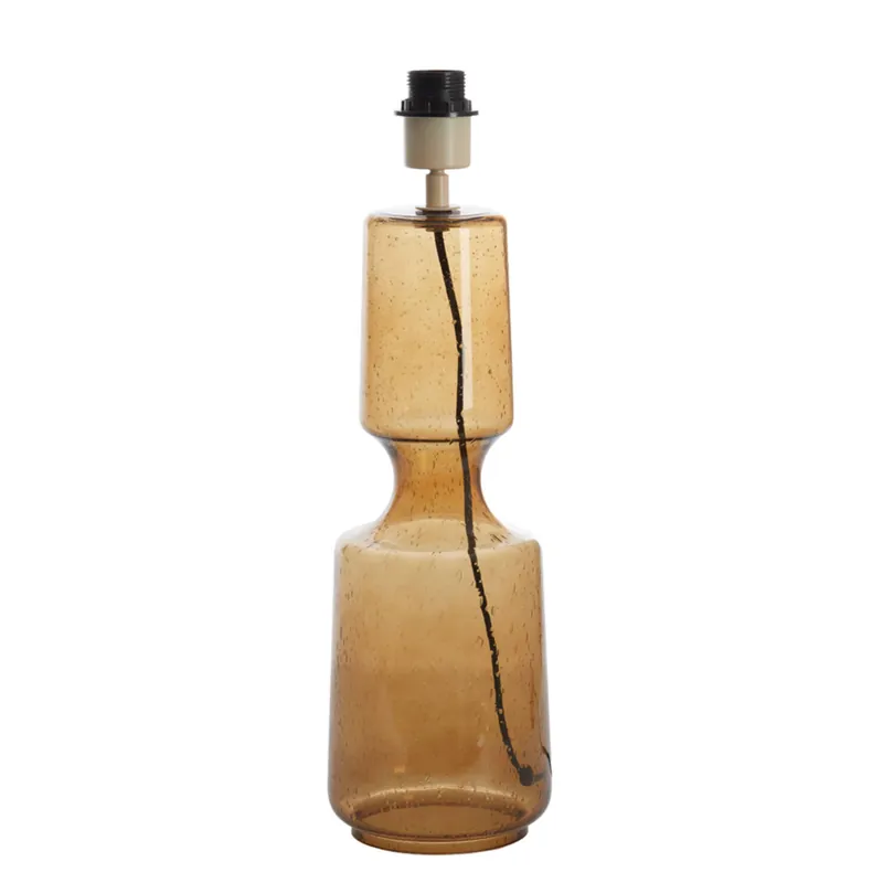 Lámpara de mesa vintage con base de vidrio ámbar, ideal para crear un ambiente cálido. ✓ 2 años de garantía ✓ Envío gratis desde 50 € Devolución Gratuita