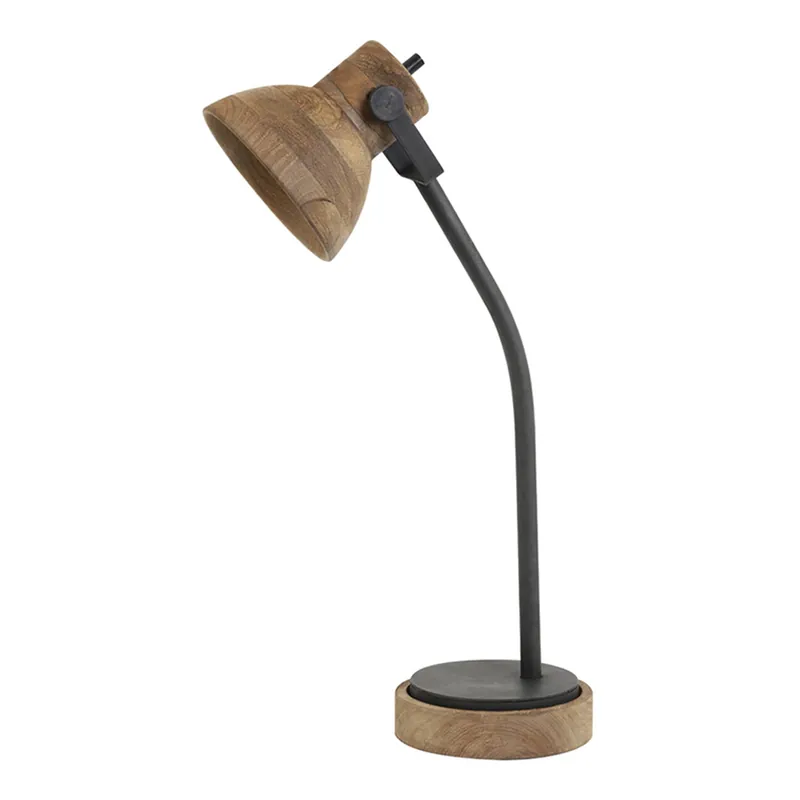 Precio Rebajado Lámpara de mesa de madera natural con detalles negros Light and Living Imbert
