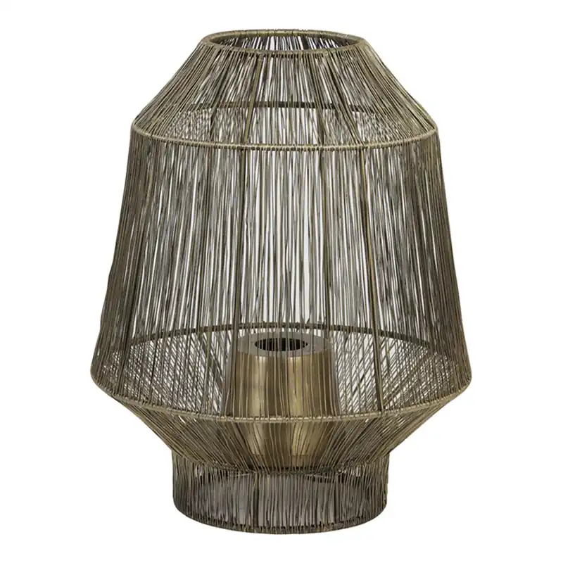 Promoción Exclusiva Lámpara de mesa rústica dorada de cuerda Light and Living Vitora