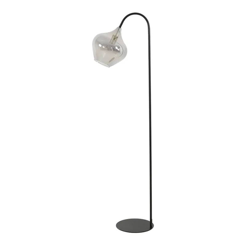 Bestseller Lámpara de pie moderna en negro con globo de vidrio Light and Living Rakel