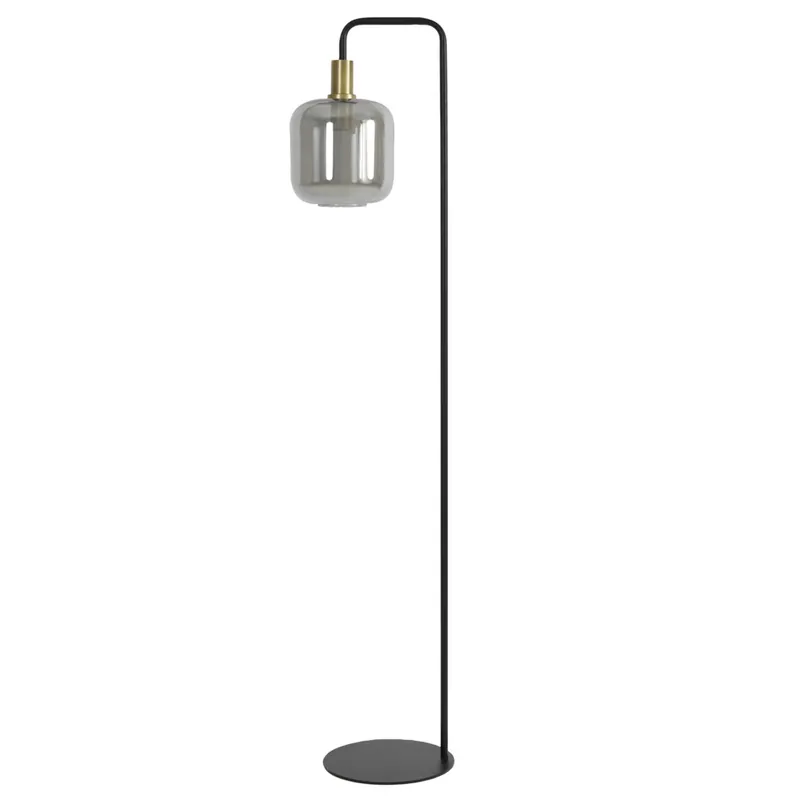 Profesional Lámpara de pie elegante en negro con diseño moderno y materiales de vidrio y metal. ✓ Entrega rápida ✓ 2 años de garantía. ¡Ilumina tu hogar!