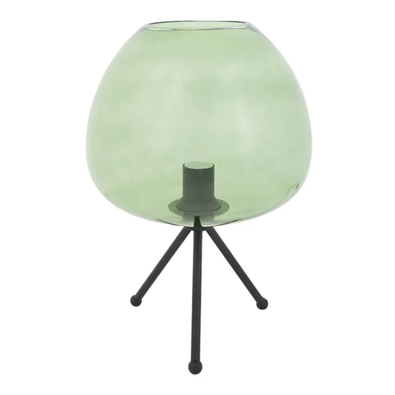 Lámpara de mesa retro negra con vidrio ahumado verde Light and Living Mayson Artesanal