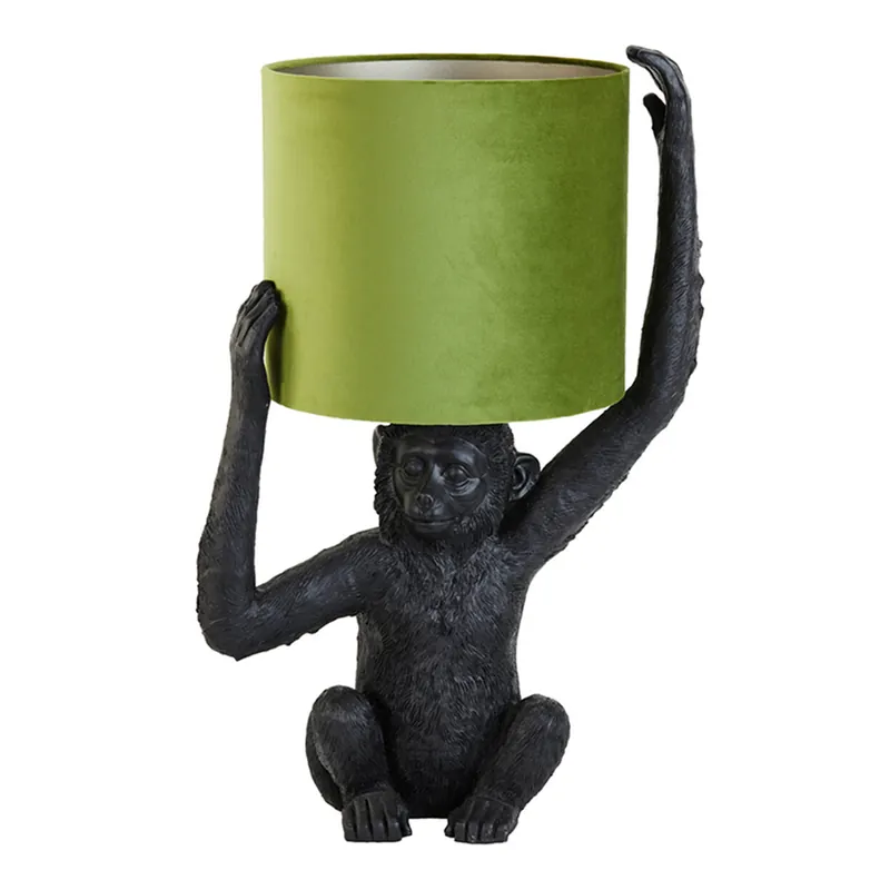 Lámpara de mesa moderna verde y negra con forma de mono Light and Living Monkey Última Versión