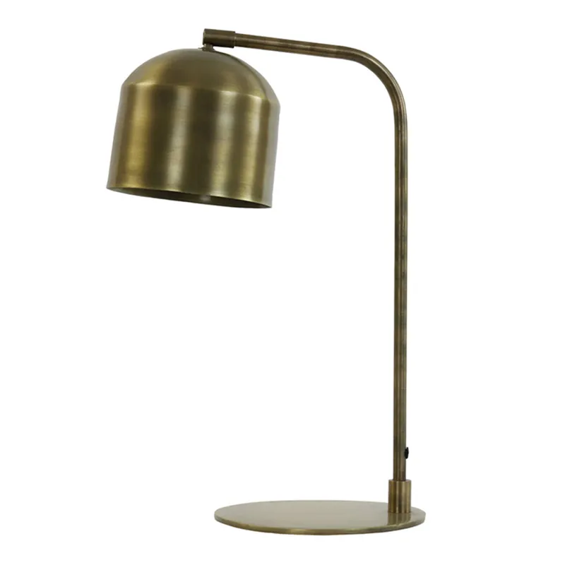 Lámpara de mesa clásica dorada con pantalla redonda Light and Living Aleso Promoción