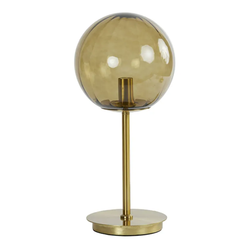 Lámpara de mesa retro dorada con esfera de vidrio ahumado Light and Living Magdala Ocasión Especial