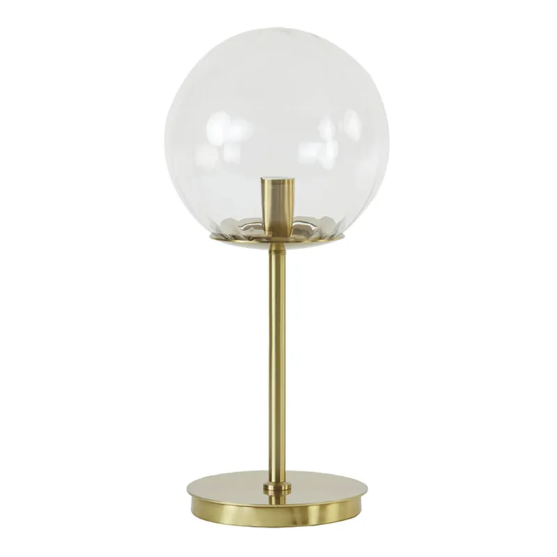 Rebajas Lámpara de mesa clásica dorada con esfera de vidrio lechoso Light and Living Magdala