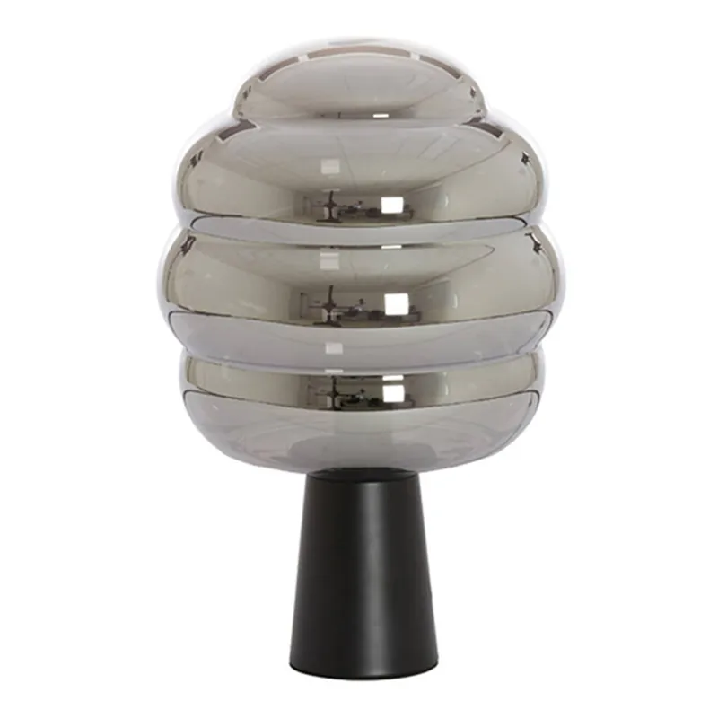 Oferta Limitada Lámpara de mesa retro negra con vidrio ahumado Light and Living Misty