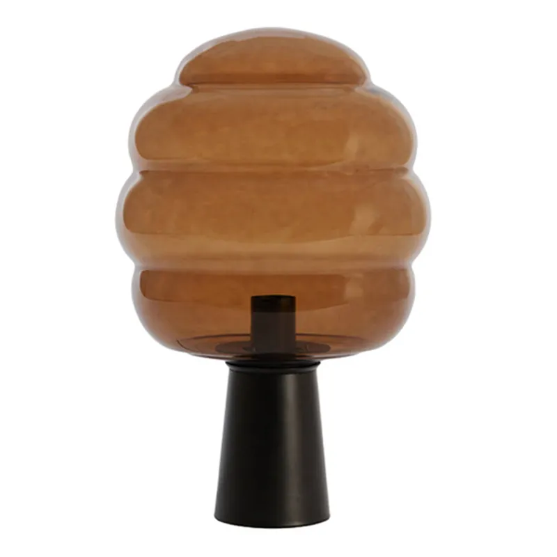 Gran Oferta Lámpara de mesa retro negra con vidrio ahumado marrón Light and Living Misty