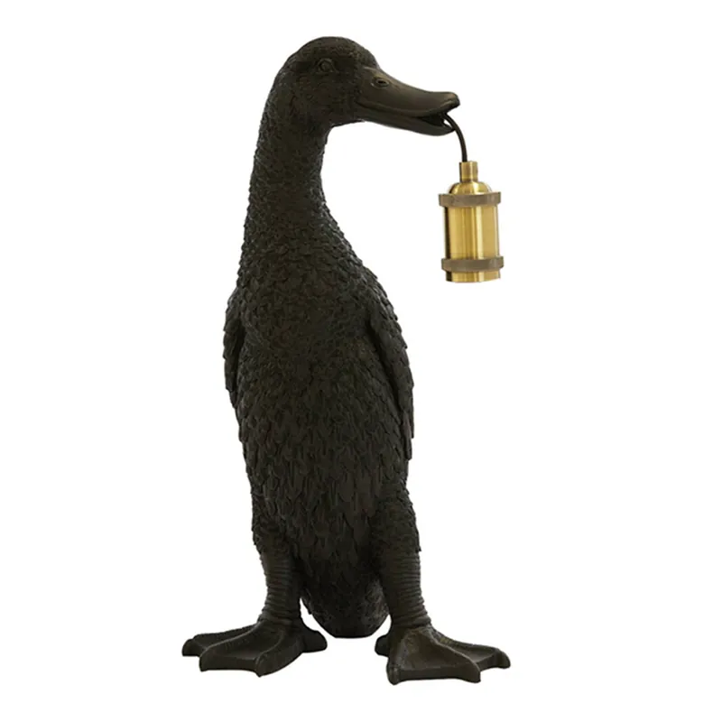 Novedad Lámpara de mesa moderna negra con diseño de pato Light and Living Duck
