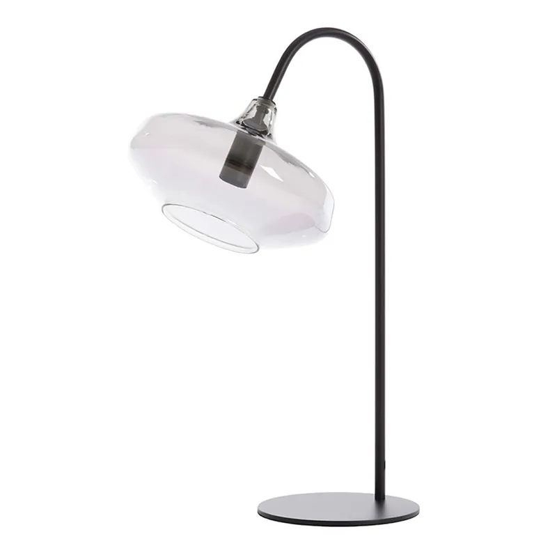 Envío Exprés Lámpara de mesa retro negra con vidrio ahumado blanco Light and Living Solna