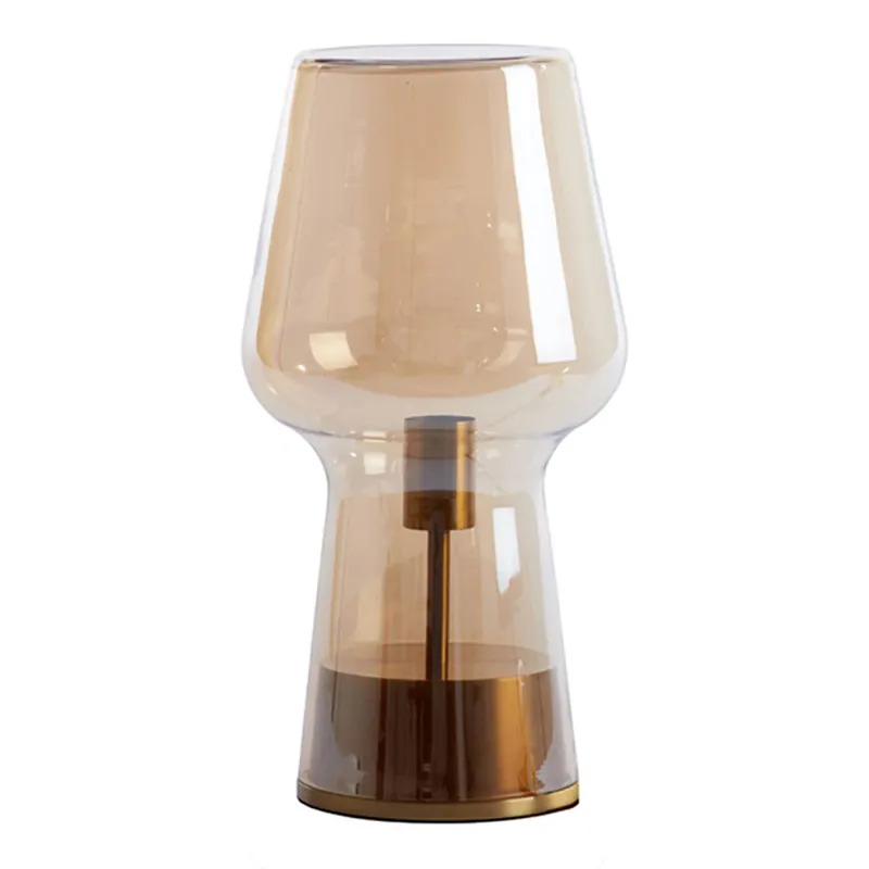 Lámpara de mesa retro dorada con vidrio ahumado Light and Living Tonga Económico