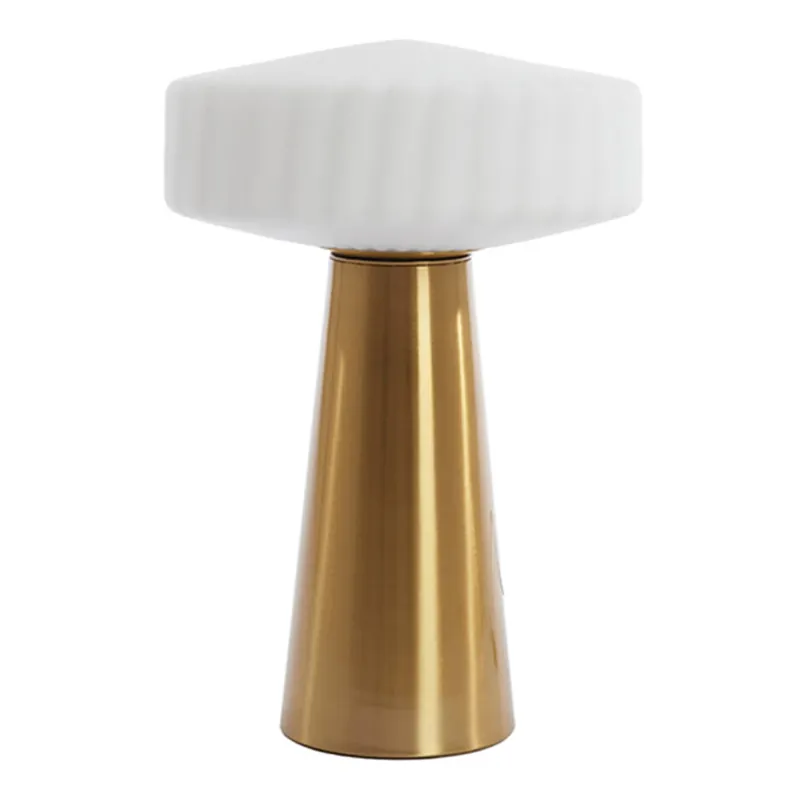 Lámpara de mesa retro dorada con vidrio alabastro Light and Living Pleat Promoción Exclusiva