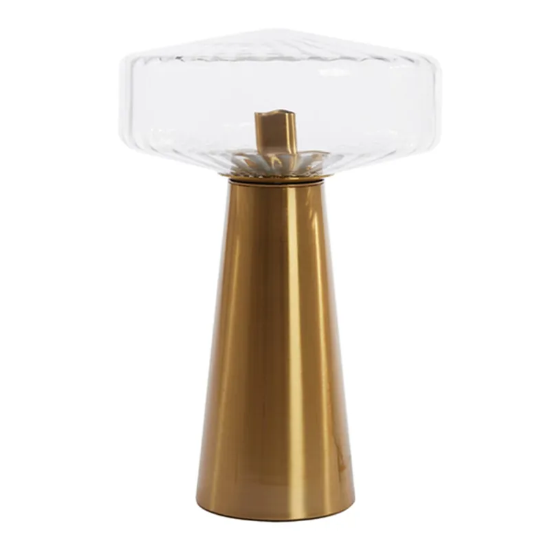 Profesional Lámpara de mesa retro dorada con vidrio transparente Light and Living Pleat