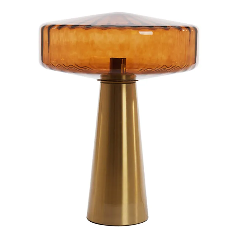Lámpara de mesa retro dorada con marrón Light and Living Pleat Precio Rebajado