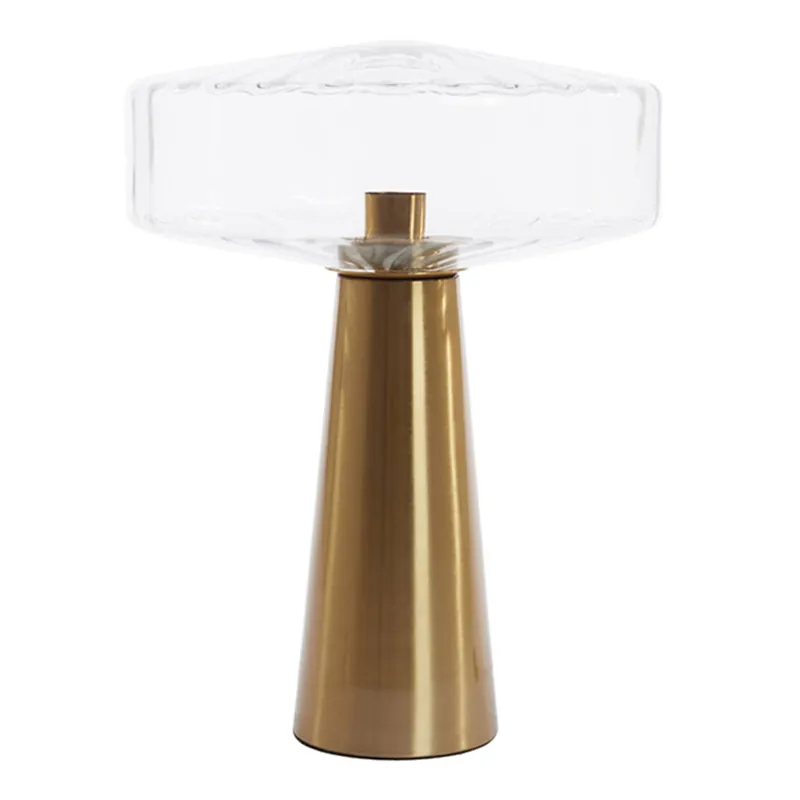 A Buen Precio Lámpara de mesa retro dorada con vidrio transparente Light and Living Pleat