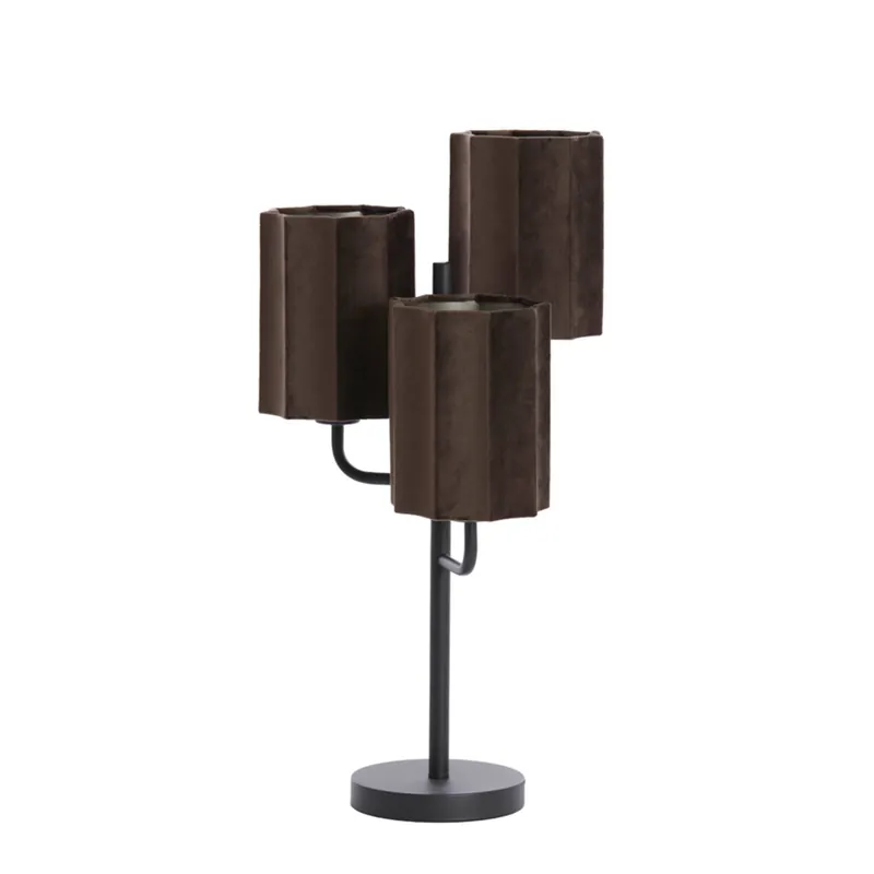 Lámpara de mesa marrón con diseño oriental y elegante pantalla de terciopelo. Ideal para cualquier espacio. ✓ 2 años de garantía ✓ Envío gratis desde 50 € Favorito De Clientes