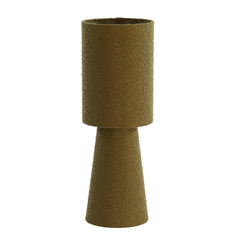 Profesional Lámpara de mesa verde con estilo Japandi y pantalla cilíndrica de textil. Ideal para cualquier habitación. ✓ 2 años de garantía ✓ Envío gratis desde 50 €