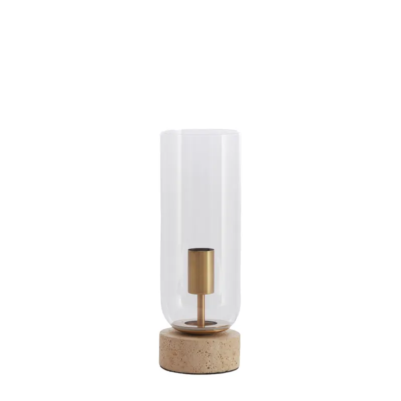 Lámpara de mesa transparente con elegante diseño Japandi y base de concreto. Ideal para cualquier espacio. ✓ Envío gratis desde 50 € ✓ 2 años de garantía Económico