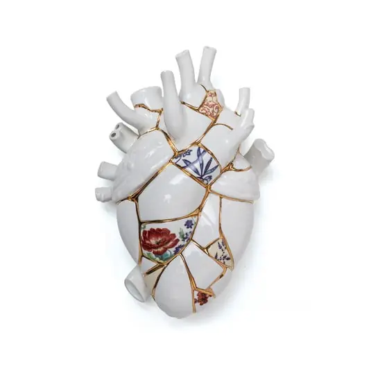 Moderno Love In Bloom Kintsugi Porcelain Heart Jarrón - Seletti