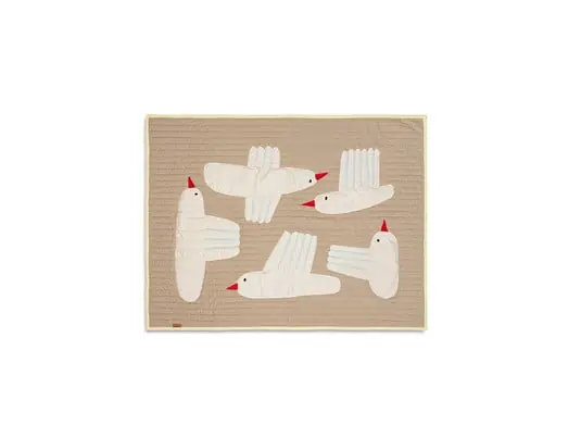 Stock Limitado Bird Quilted Blanket Sand - Ferm Living