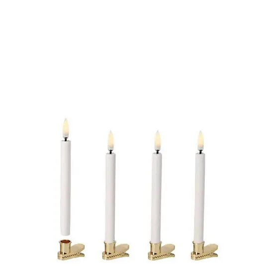 Lujoso Velas cónicas Mini LED 4 unidades con clips blancos - Uyuni Lighting