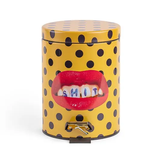 Shit Toiletpaper Home Papelera Ø25xH39,5 Amarillo,/Negro/Multicolor - Seletti Pedido Al Por Mayor