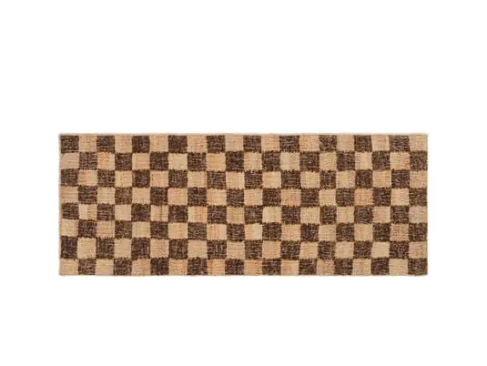 Check Wool Jute Runner 70x180 Coffee/Natural - Ferm Living Máxima Calidad