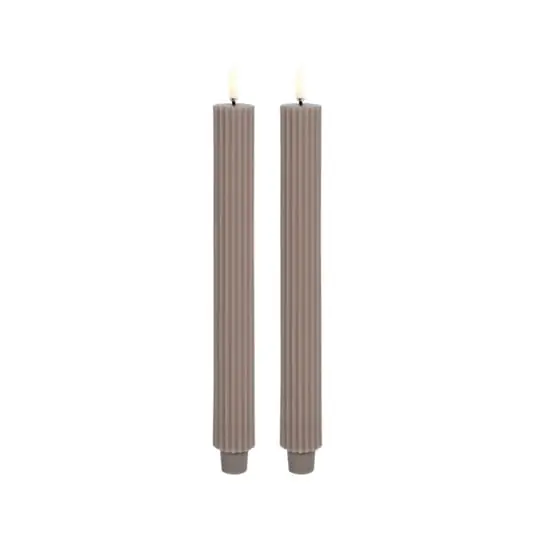Garantía Incluida Vela LED acanalada, 2 unidades, 3,2 x 25,5 cm, arena - Uyuni Lighting