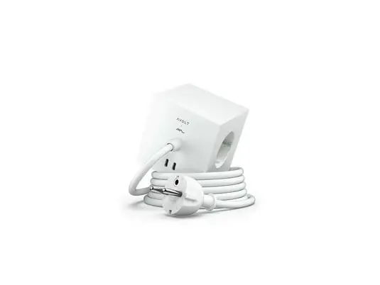 Última Versión Regleta múltiple SQUARE 1 blanca 3x Schuko 2x USB Cable de 1,8 m AVOLT