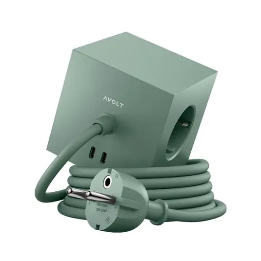 Mejor Precio Enchufe Square 1 Magnetic verde 3 m 3 x Schuko 2 x USB- Avolt