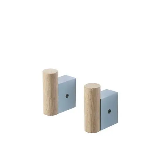 Attach Hook Set of 2 Oak/Pale Blue - Muuto Oferta Flash