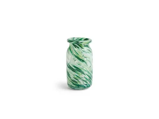 Popular Splash Vase Roll Neck Small Green Swirl - Hay
