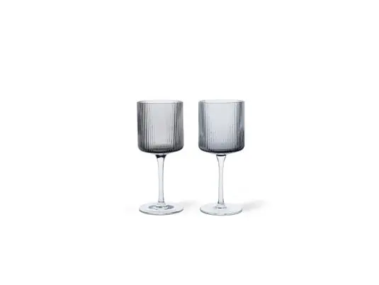 Ripple Blanco Wine Glasses Set of 2 Smoked Gris - Ferm Living Auténtico