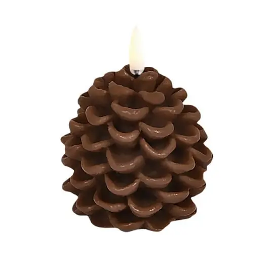 Solo Hoy Vela LED PINE CONE, marrón, Ø 7 cm, cera - Uyuni Lighting