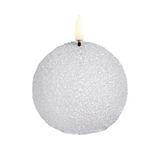 Envío Inmediato Vela LED REDONDA, blanca, Ø 7 cm, purpurina - Uyuni Lighting