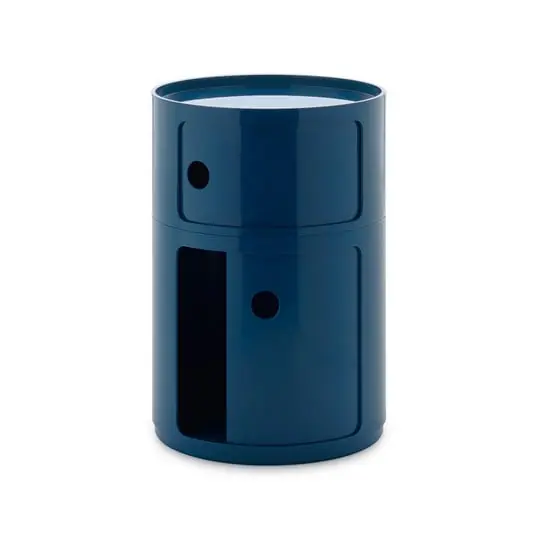 Moderno Contenedor grande Componibili, azul, 2 elementos, altura 61,5 cm - Kartell