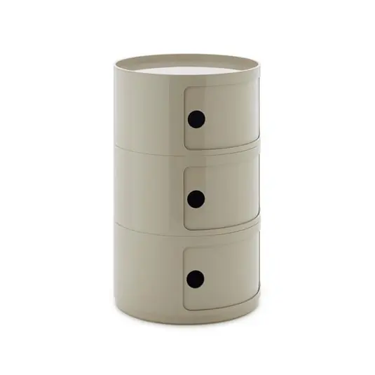 Pago Seguro Contenedor grande Componibili, gris, 3 elementos, altura 69,5 cm - Kartell