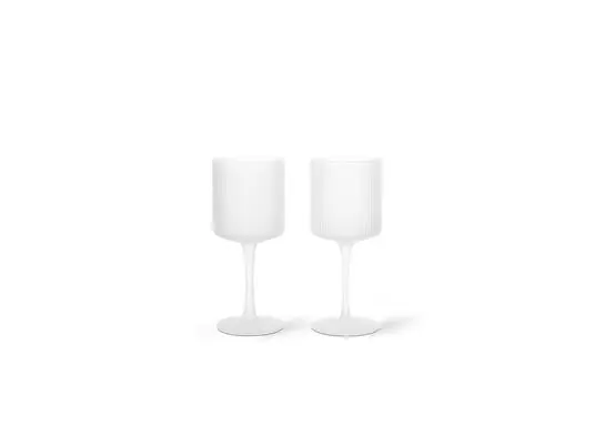 Marca Reconocida Ripple Blanco Wine Glasses Set of 2 Frosted - Ferm Living