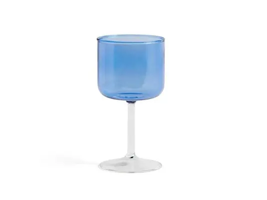 Solo Hoy Tint Wine Glass Set of 2 Blue/Clear - HAY
