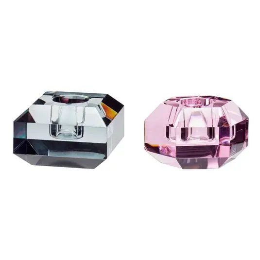 Gem Portavelas 2 pcs. Rosa/Smoked - Hübsch De Moda