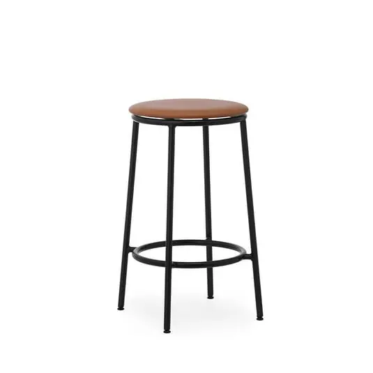 Garantía Incluida Circa Taburete de bar H65 Upholstery Black Steel/Ultra Leather Brandy - Normann