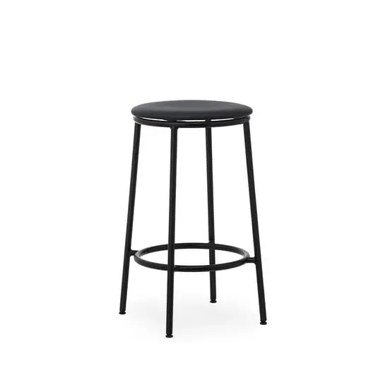 Precio De Fábrica Circa Taburete de bar H65 Upholstery Black Steel/Ultra Leather Black - Normann C