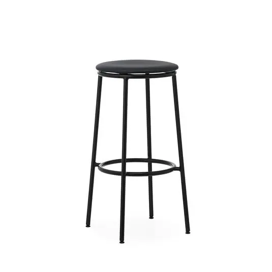 Envío Inmediato Circa Taburete de bar H75 Upholstery Black Steel/Ultra Leather Black - Normann C
