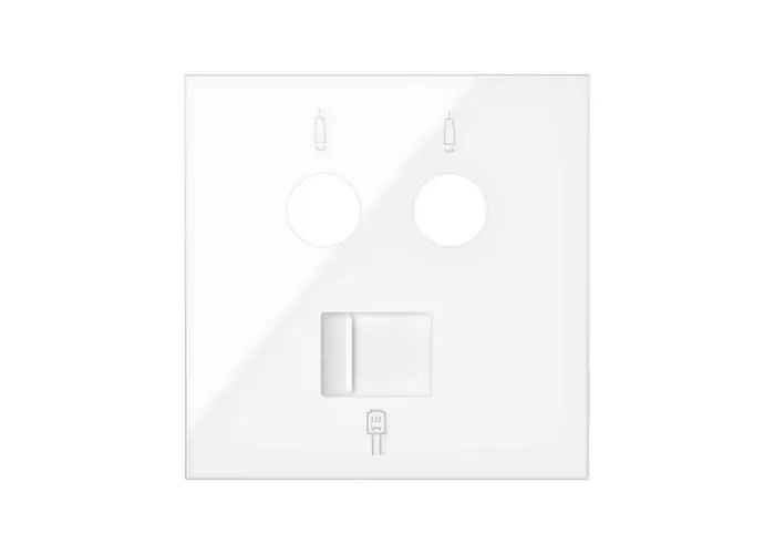 TAPA SIMON 100 CON 2 MÓDULOS PARA TOMA R-TV+SAT RJ45 BLANCO BRILLANTE Certificado