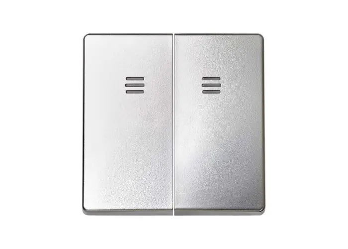 TECLA DOBLE SIMON 82 PARA MECANISMO CON LUMINOSO AZUL ALUMINIO Mayoreo